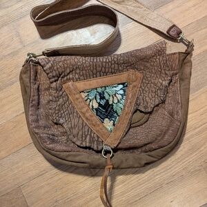 rebyc Hand Bags Brown Leather & Suede Messenger Bag